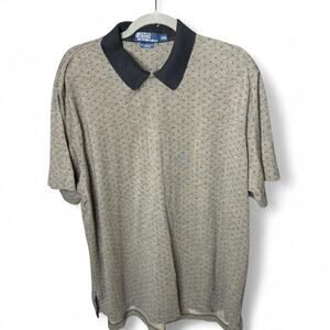 Polo Ralph Lauren XXL Pima Cotton Grey Geometric Micro Print Polo Shirt